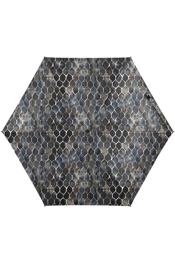 Black Snake Skin Prints Folding Umbrella for Rain Sun Travel Mini Lightweight Compact Umbrellas