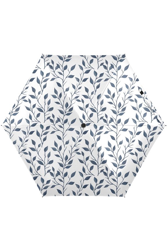Blue Branch Leaves Folding Umbrella for Rain Sun Travel Mini Lightweight Compact Umbrellas
