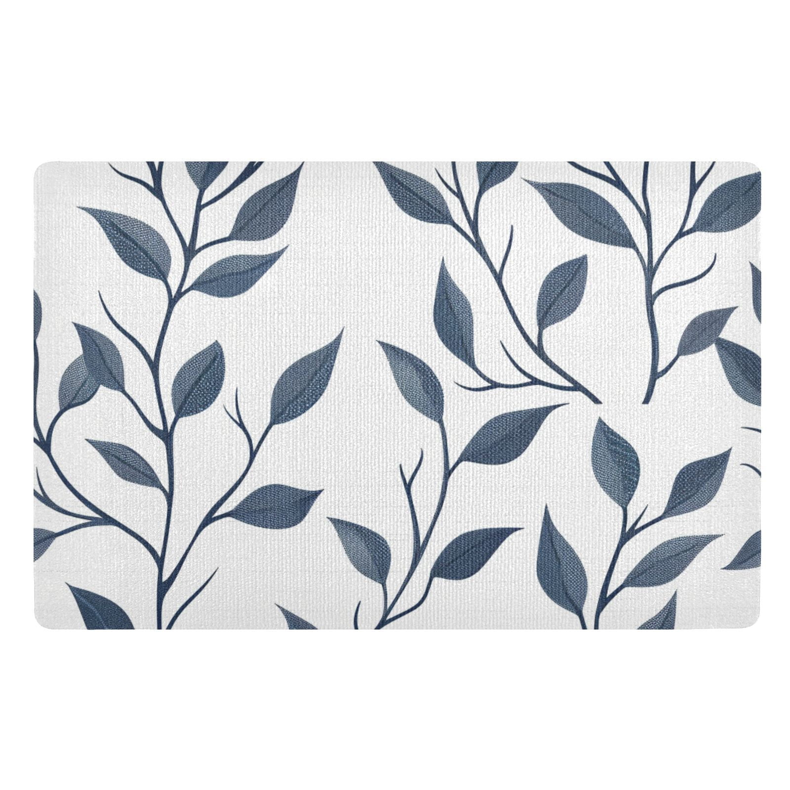 JSTEL Blue Branch Leaves Front Door Mat Outside Entrance 32x20 Inch Doormat for Outdoor Indoor Washable Non Slip Floor Mats