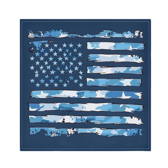 JSTEL Blue Camouflage American Flag Cloth Napkins Set of 4, 20x20 Inch Washable and Reusable Napkin for Decoupage Dinner Party Everyday Use