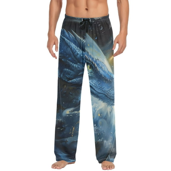 JSTEL Blue Dragon Galaxy Men's Sleepwear Mens Pajama Pants Bottoms with Pockets, XXL