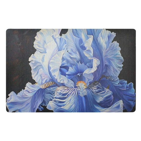 JSTEL Blue Iris Flower Painting Front Door Mat Outside Entrance 32x20 Inch Doormat for Outdoor Indoor Washable Non Slip Floor Mats