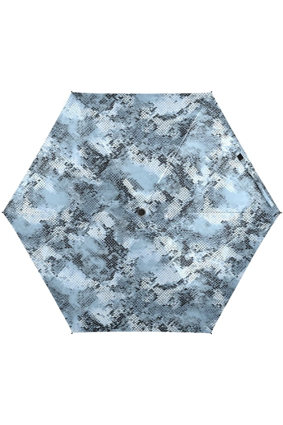 Blue Snake Print Folding Umbrella for Rain Sun Travel Mini Lightweight Compact Umbrellas