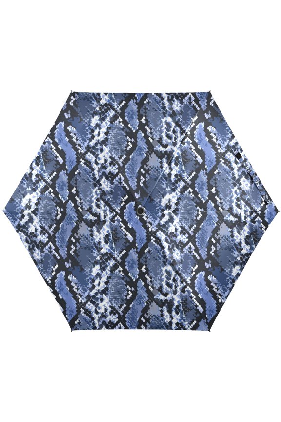 Blue Snake Skin Print Folding Umbrella for Rain Sun Travel Mini Lightweight Compact Umbrellas