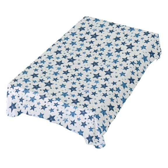 JSTEL Blue Stars Polka Dots Table Cloth Square 54 x 54 Inch Tablecloth Anti Wrinkle Table Cover for Dining Kitchen Parties