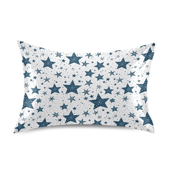 JSTEL Blue Stars Starry Satin Pillowcase Standard Size Pillow Cases Envelope Closure Bed Pillow Cover, 20 x 26 inch