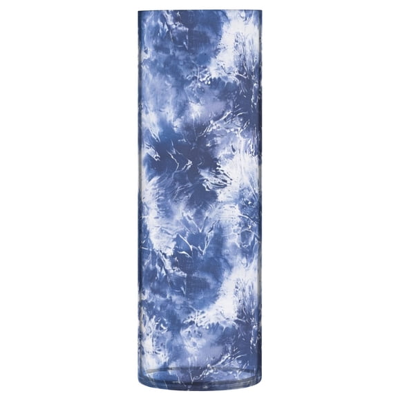 JSTEL Blue Tie Dye Indigo Flower Vase Decorative Floreros for Home Decor Bedroom Living Room Office Table Shelf Bathroom