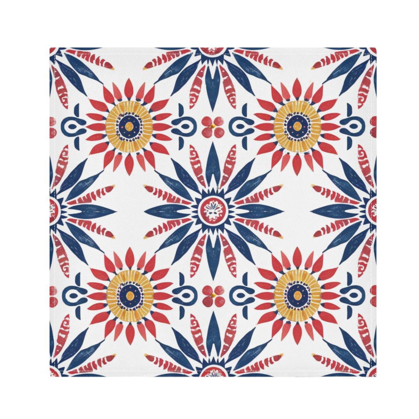 JSTEL Boho Flowers Bohemian Cloth Napkins Set of 6, 20x20 Inch Washable and Reusable Napkin for Decoupage Dinner Party Everyday Use