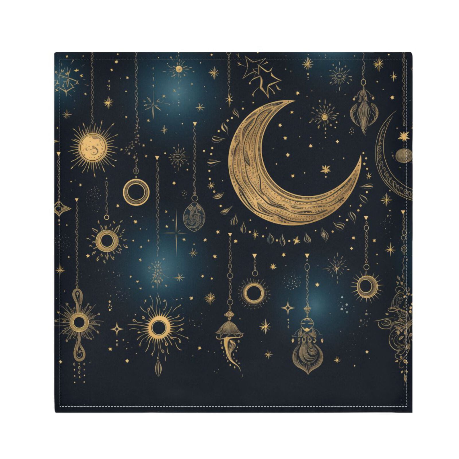 JSTEL Boho Moons and Stars Cloth Napkins Set of 6, 20x20 Inch Washable and Reusable Napkin for Decoupage Dinner Party Everyday Use