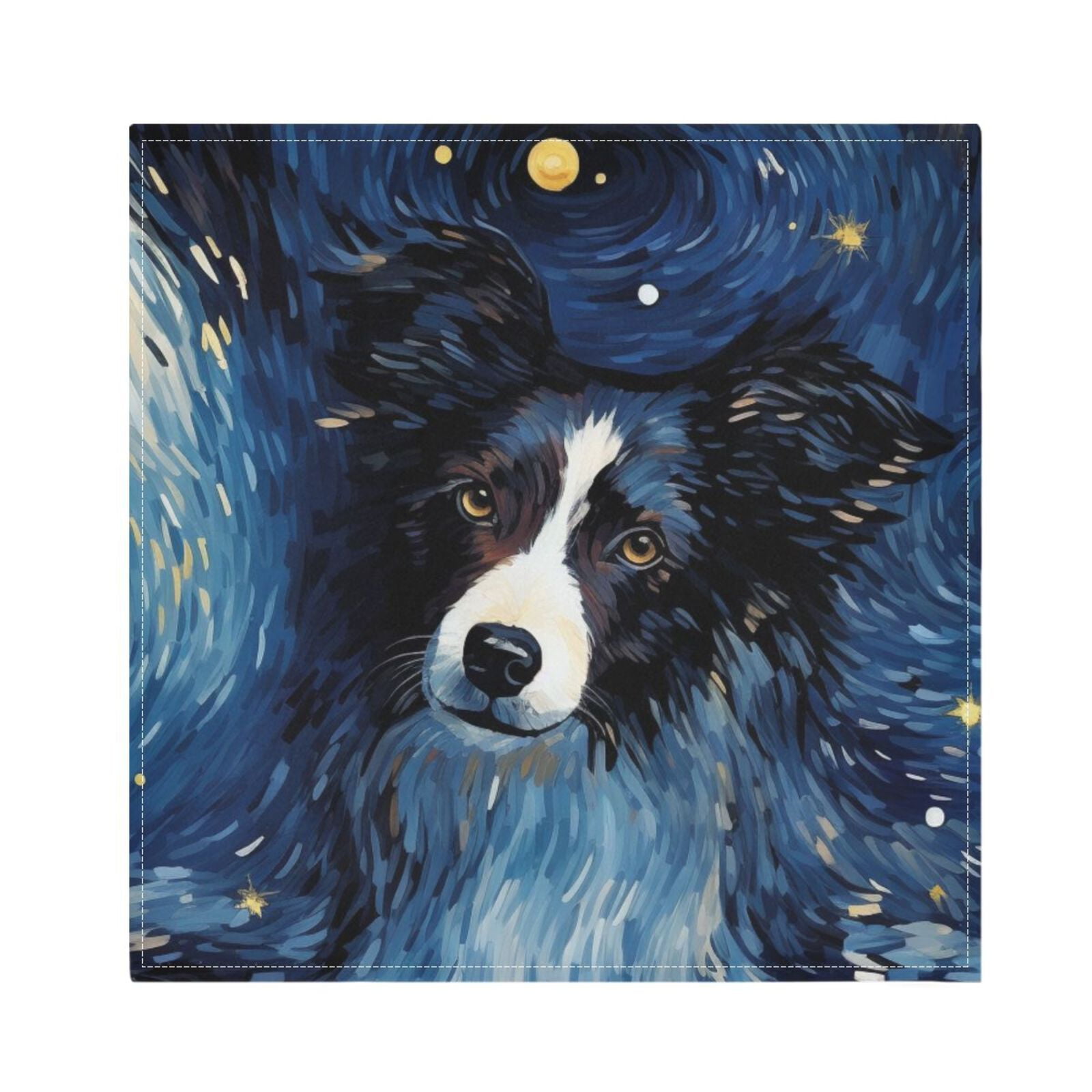 JSTEL Border Dog Starry Sky Cloth Napkins Set of 6, 20x20 Inch Washable and Reusable Napkin for Decoupage Dinner Party Everyday Use
