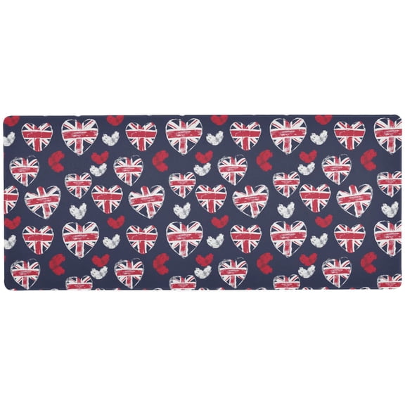 JSTEL British Flag Love Hearts Large Gaming Mouse Pad Big Mousepad Mice Keyboard Mat with Non-Slip Rubber Base for Computer Laptop Home & Office, 31.5 X 11.8 inch