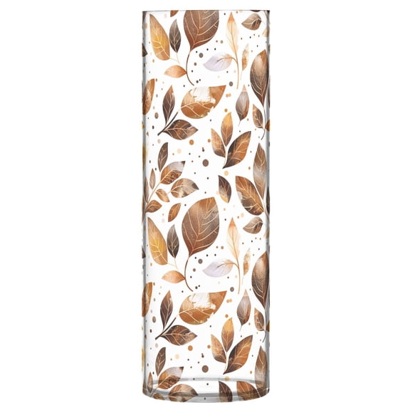 JSTEL Brown Gold Leaves Watercolor Flower Vase Decorative Floreros for Home Decor Bedroom Living Room Office Table Shelf Bathroom