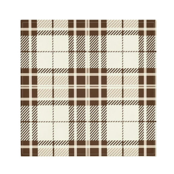 JSTEL Brown Grid Tartan Checkered Cloth Napkins Set of 4, 20x20 Inch Washable and Reusable Napkin for Decoupage Dinner Party Everyday Use