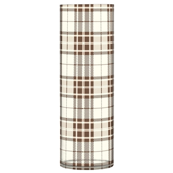 JSTEL Brown Grid Tartan Checkered Flower Vase Decorative Floreros for Home Decor Bedroom Living Room Office Table Shelf Bathroom