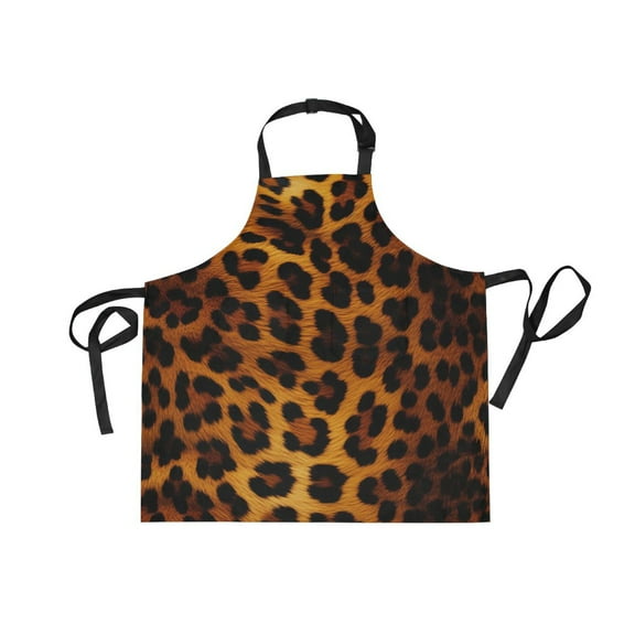JSTEL Brown Leopard Cheetah Print Apron with 2 Pockets for Women Men Adjustable Garden Bib