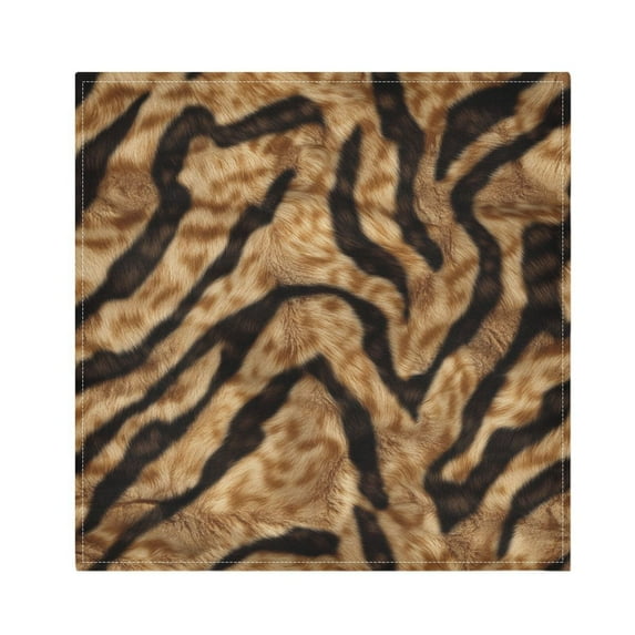 JSTEL Brown Tiger Print Cloth Napkins Set of 1, 20x20 Inch Washable and Reusable Napkin for Decoupage Dinner Party Everyday Use