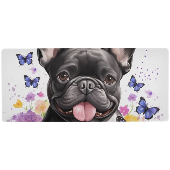 JSTEL Bulldog Puppy Butterfly Large Gaming Mouse Pad Big Mousepad Mice Keyboard Mat with Non-Slip Rubber Base for Computer Laptop Home & Office, 31.5 X 11.8 inch