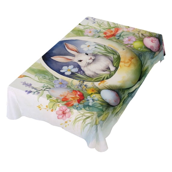 JSTEL Bunny Easter Rabbit Table Cloth Square 54 x 54 Inch Tablecloth Anti Wrinkle Table Cover for Dining Kitchen Parties