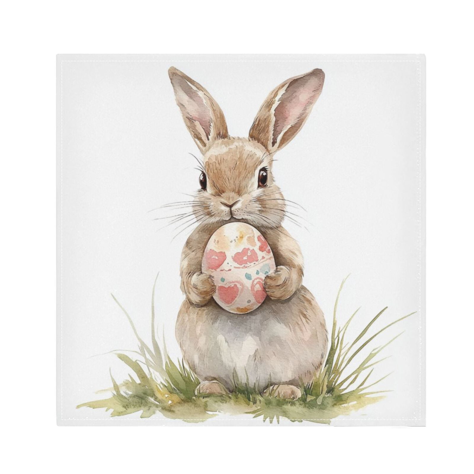 JSTEL Bunny Rabbit Easter Egg Cloth Napkins Set of 6, 20x20 Inch Washable and Reusable Napkin for Decoupage Dinner Party Everyday Use