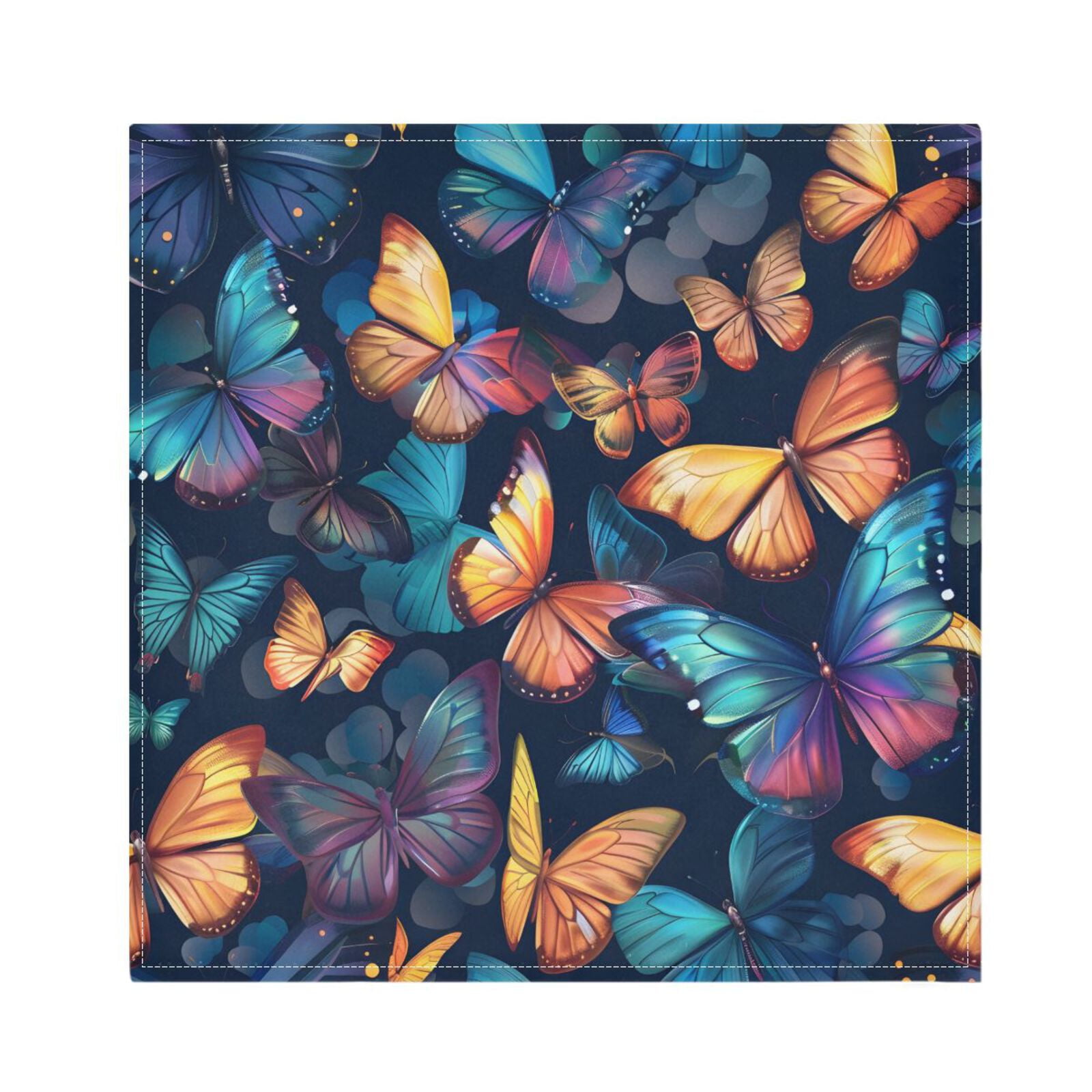 JSTEL Butterflies Colorful Cloth Napkins Set of 6, 20x20 Inch Washable and Reusable Napkin for Decoupage Dinner Party Everyday Use