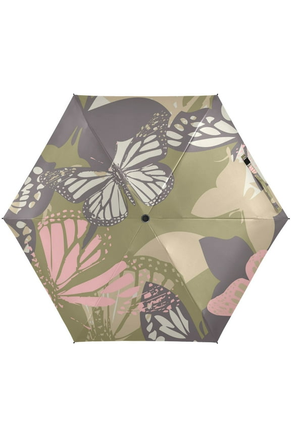 Butterfly Camouflage Camo Folding Umbrella for Rain Sun Travel Mini Lightweight Compact Umbrellas