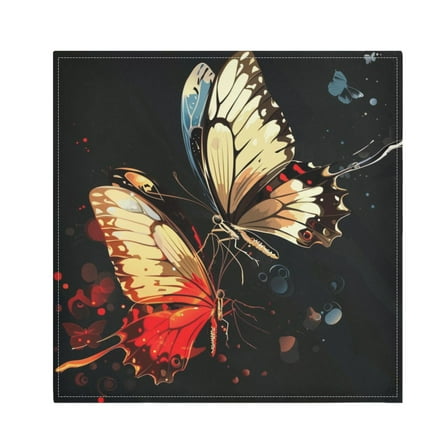 JSTEL Butterfly Couple Cloth Napkins Set of 1, 20x20 Inch Washable and Reusable Napkin for Decoupage Dinner Party Everyday Use