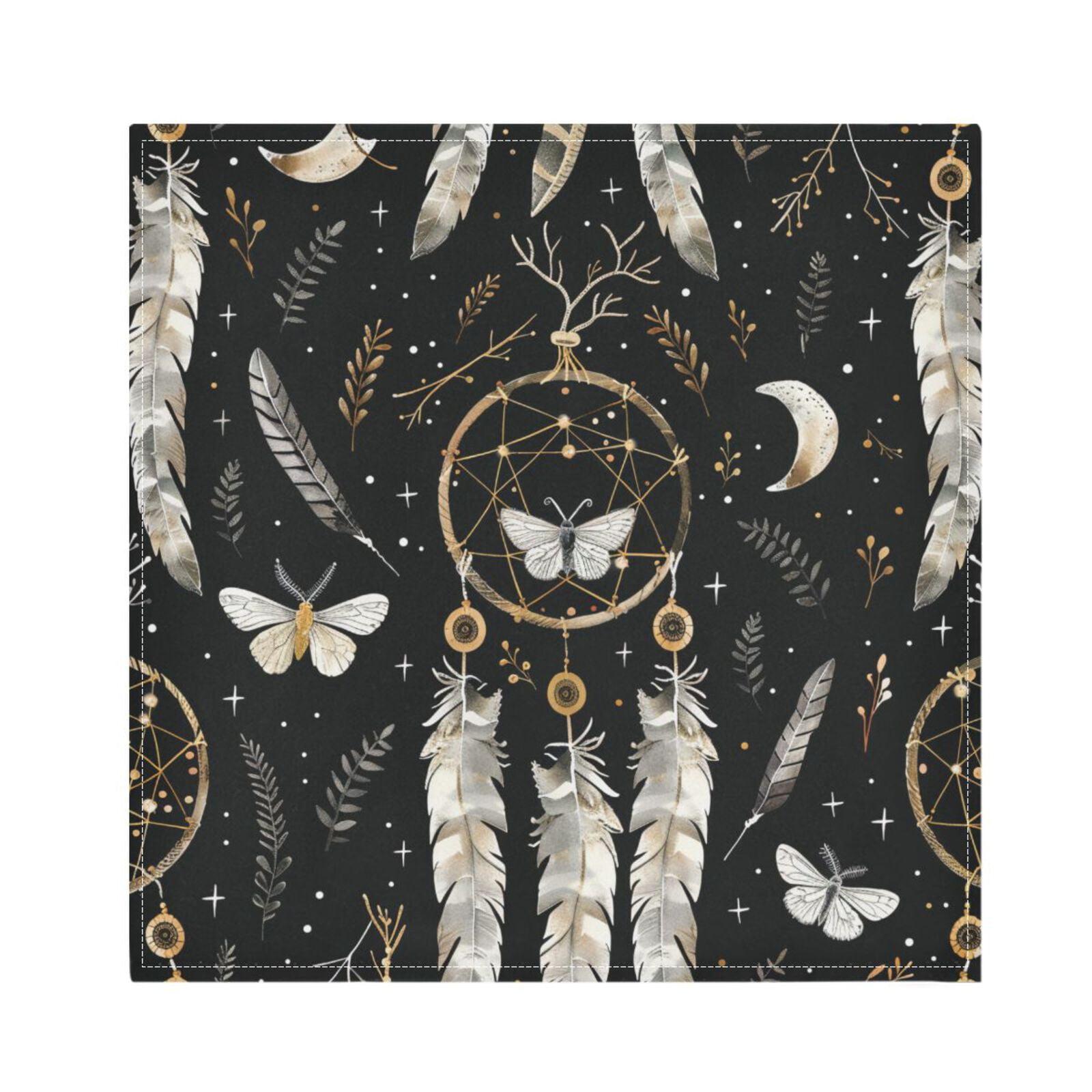 JSTEL Butterfly Dream Catcher Cloth Napkins Set of 6, 20x20 Inch Washable and Reusable Napkin for Decoupage Dinner Party Everyday Use