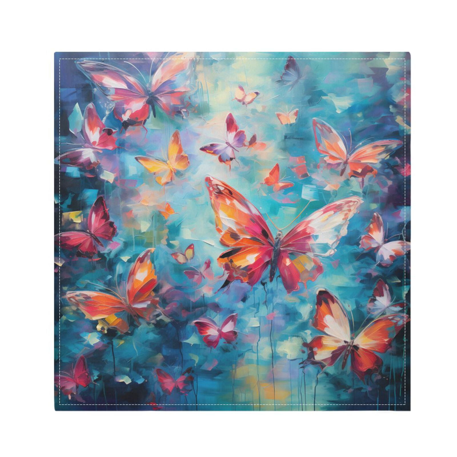 JSTEL Butterfly Painting Cloth Napkins Set of 6, 20x20 Inch Washable and Reusable Napkin for Decoupage Dinner Party Everyday Use