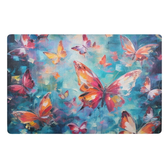 JSTEL Butterfly Painting Front Door Mat Outside Entrance 32x20 Inch Doormat for Outdoor Indoor Washable Non Slip Floor Mats