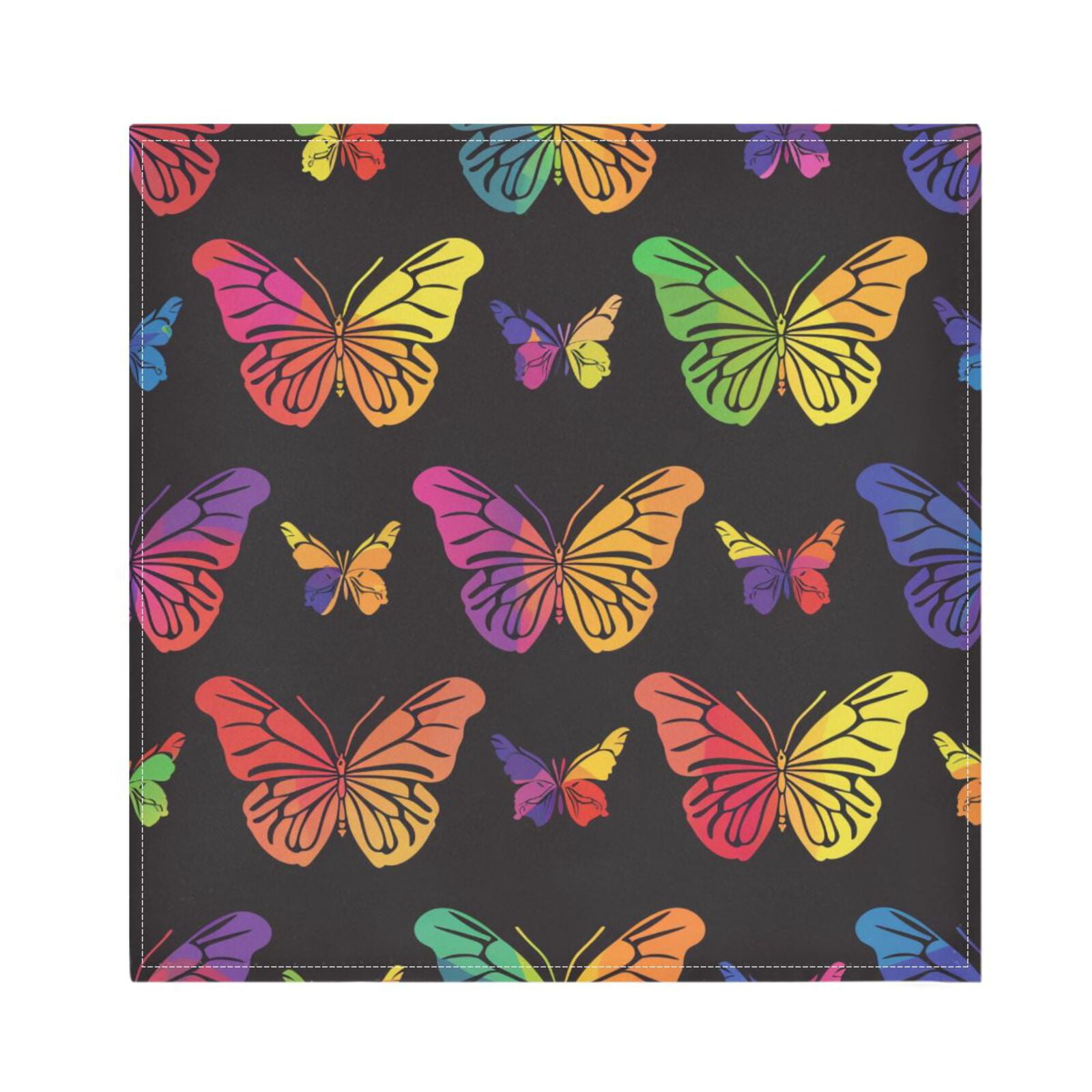 JSTEL Butterfly Print Rainbow Color Cloth Napkins Set of 6, 20x20 Inch Washable and Reusable Napkin for Decoupage Dinner Party Everyday Use