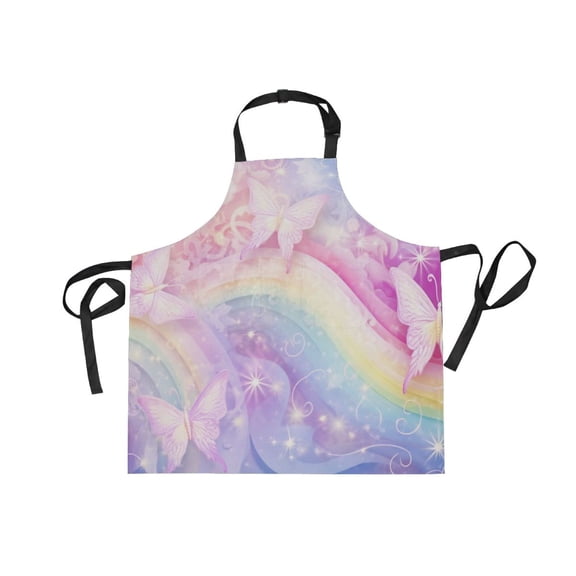 JSTEL Butterfly Unicorn Rainbow Apron with 2 Pockets for Women Men Adjustable Garden Bib