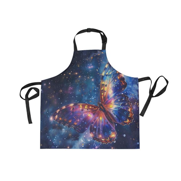 JSTEL Butterfly in Blue Galaxy Apron with 2 Pockets for Women Men Adjustable Garden Bib