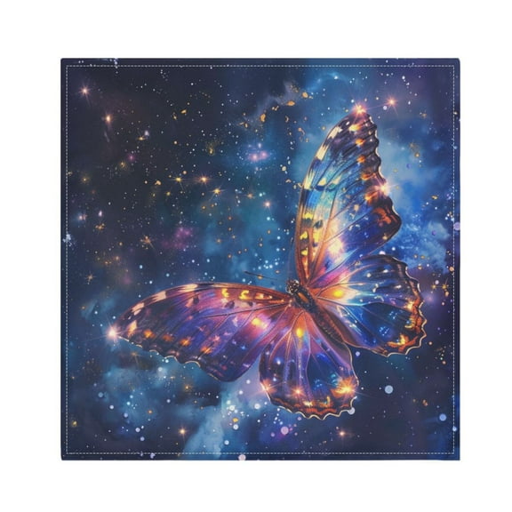 JSTEL Butterfly in Blue Galaxy Cloth Napkins Set of 1, 20x20 Inch Washable and Reusable Napkin for Decoupage Dinner Party Everyday Use