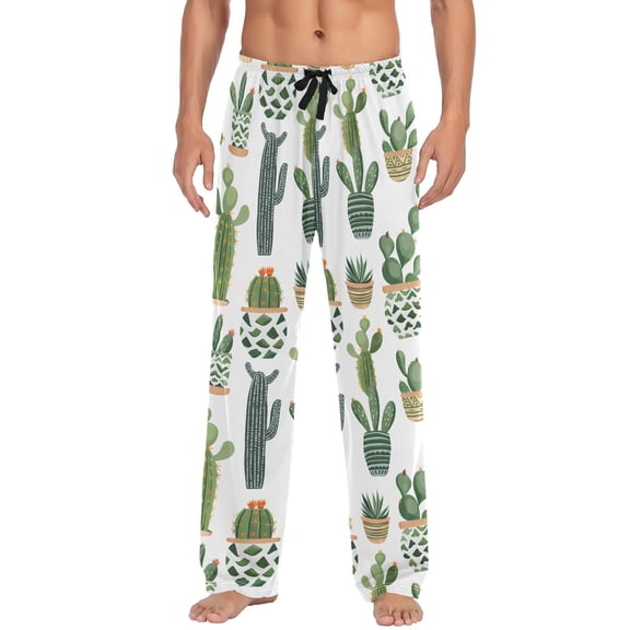 JSTEL Cactus Cacti Boho Men's Sleepwear Mens Pajama Pants Bottoms with Pockets, XL