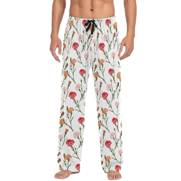 JSTEL Carnation Flowers Floral Men's Sleepwear Mens Pajama Pants Bottoms with Pockets, XL