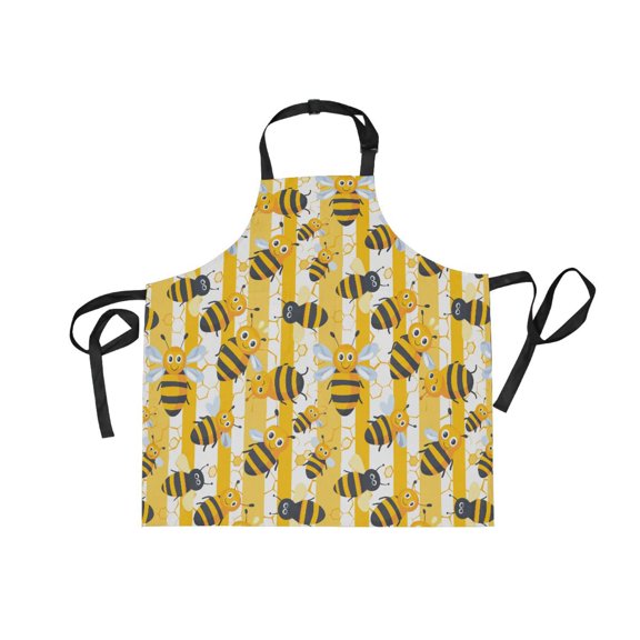 JSTEL Cartoon Bee Honeycomb Apron with 2 Pockets for Women Men Adjustable Garden Bib