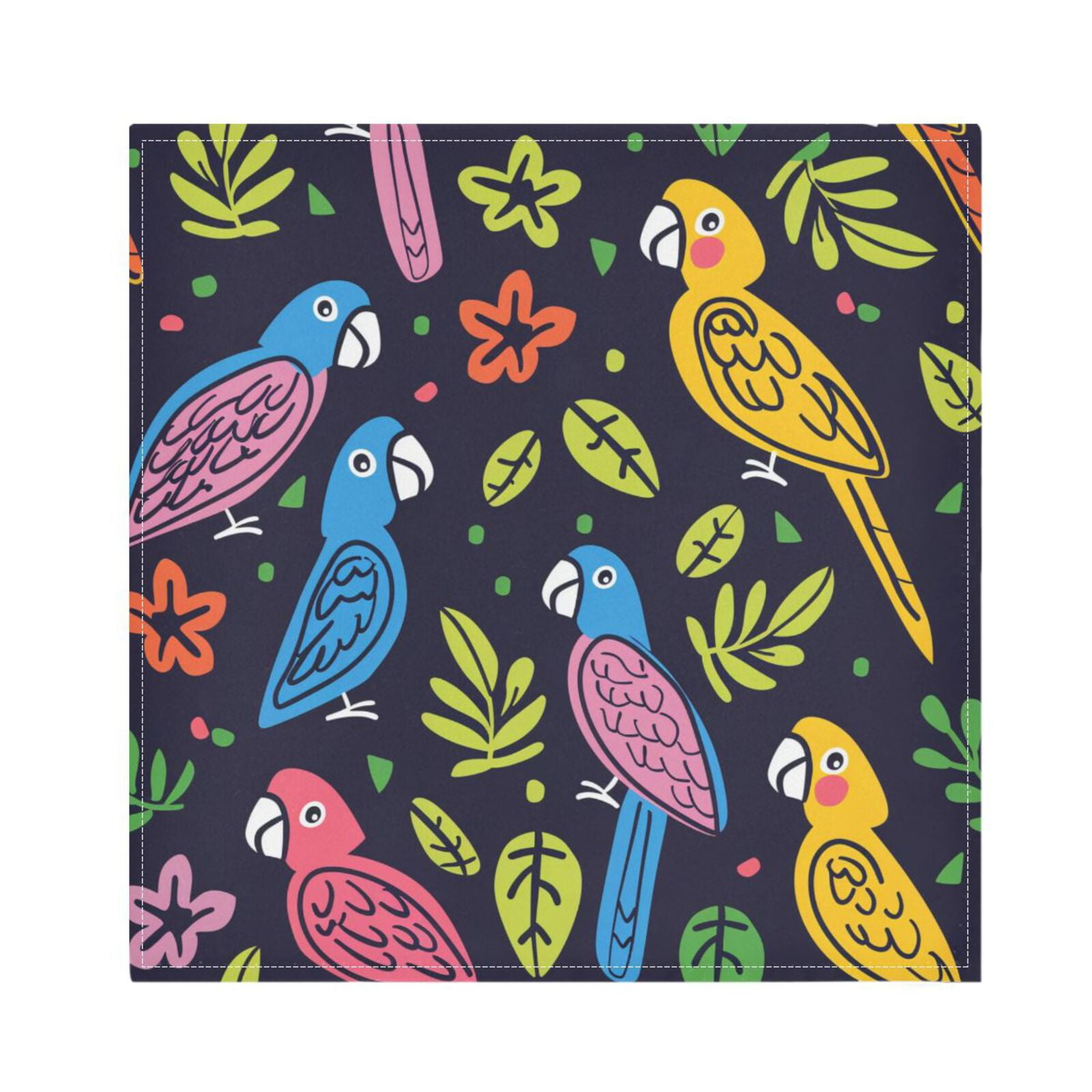 JSTEL Cartoon Cute Parrot Cloth Napkins Set of 6, 20x20 Inch Washable and Reusable Napkin for Decoupage Dinner Party Everyday Use