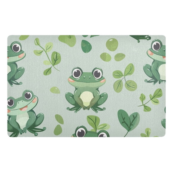 JSTEL Cartoon Frog Leaves Front Door Mat Outside Entrance 32x20 Inch Doormat for Outdoor Indoor Washable Non Slip Floor Mats