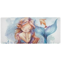 JSTEL Cartoon Mermaid Watercolor Large Gaming Mouse Pad Big Mousepad Mice Keyboard Mat with Non-Slip Rubber Base for Computer Laptop Home & Office, 31.5 X 11.8 inch