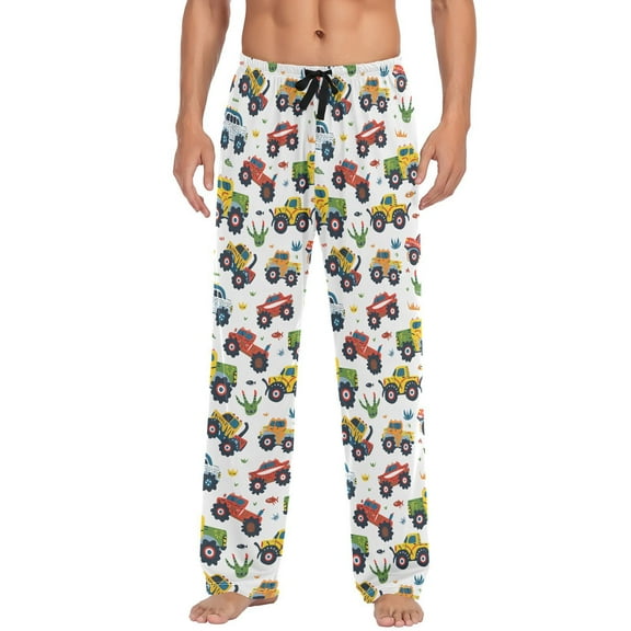 JSTEL Cartoon Monster Truck Men's Sleepwear Mens Pajama Pants Bottoms with Pockets, XXL