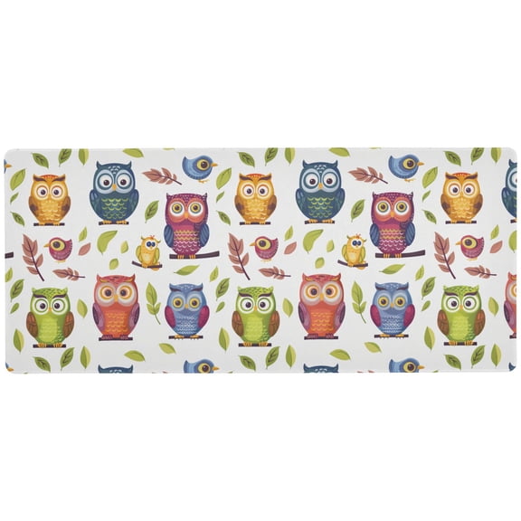JSTEL Cartoon Owl Leaves Large Gaming Mouse Pad Big Mousepad Mice Keyboard Mat with Non-Slip Rubber Base for Computer Laptop Home & Office, 35.4 X 15.7 inch