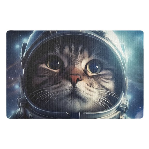 JSTEL Cat Astronaut Front Door Mat Outside Entrance 32x20 Inch Doormat for Outdoor Indoor Washable Non Slip Floor Mats
