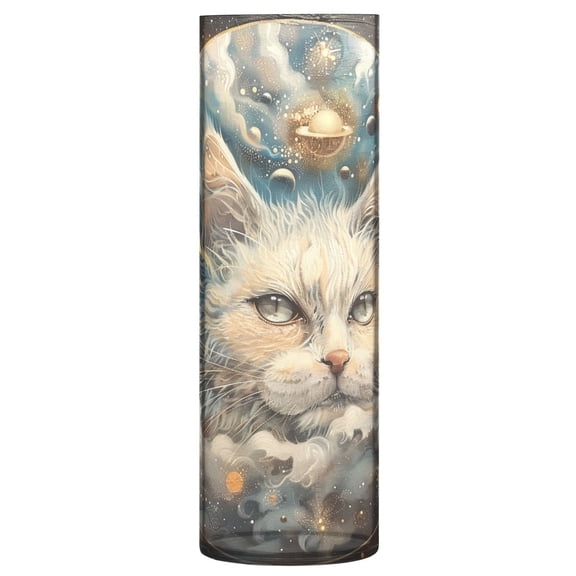 JSTEL Cat Galaxy Celestial Flower Vase Decorative Floreros for Home Decor Bedroom Living Room Office Table Shelf Bathroom