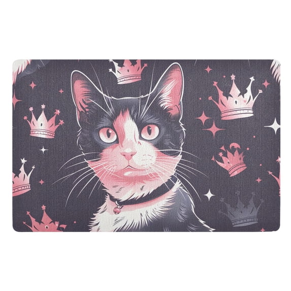JSTEL Cat Kitten Crown Front Door Mat Outside Entrance 32x20 Inch Doormat for Outdoor Indoor Washable Non Slip Floor Mats