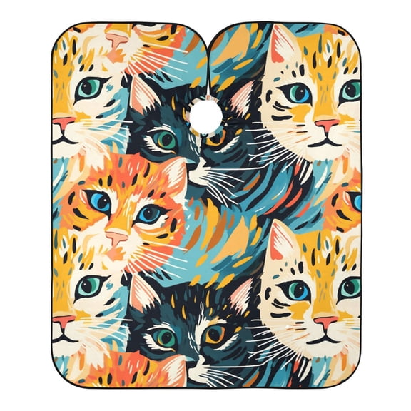 JSTEL Cat Painting Waterproof Barber Cape for Men Women Beard Shaving Bib Apron Professional Hair Cutting Cloth, 65 x 55 inch