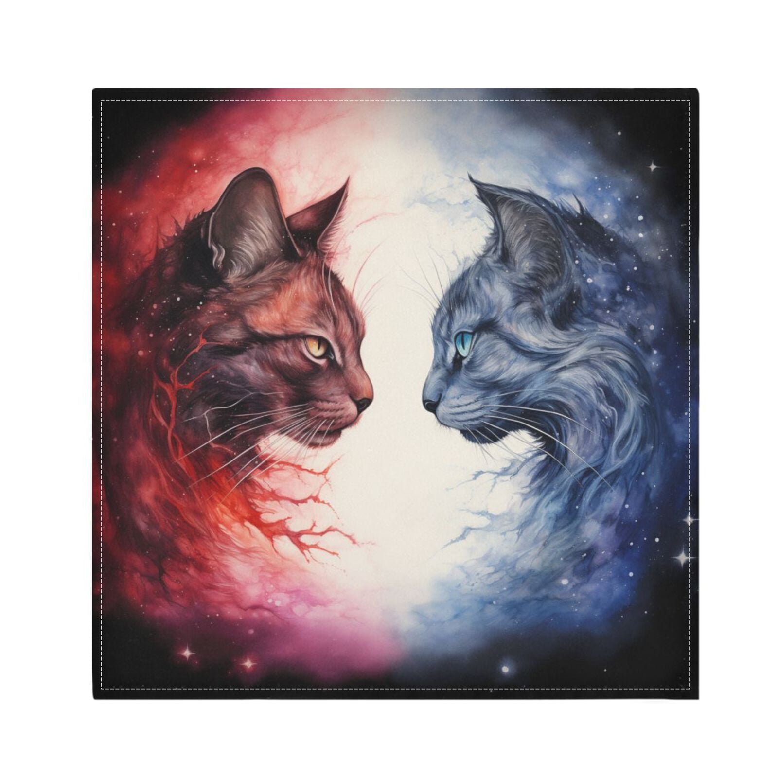 JSTEL Cats in Nebula Cloth Napkins Set of 6, 20x20 Inch Washable and Reusable Napkin for Decoupage Dinner Party Everyday Use