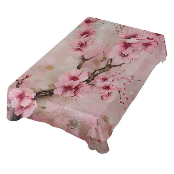 JSTEL Cherry Blossom Painting Table Cloth Square 60 x 60 Inch Tablecloth Anti Wrinkle Table Cover for Dining Kitchen Parties