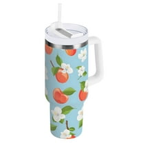 JSTEL Cherry & Flowers 40 oz Tumbler Stainless Steel Water Bottle Vacuum Insulated Cup with Straw Lid & Handle For Travel Car Cup Holder