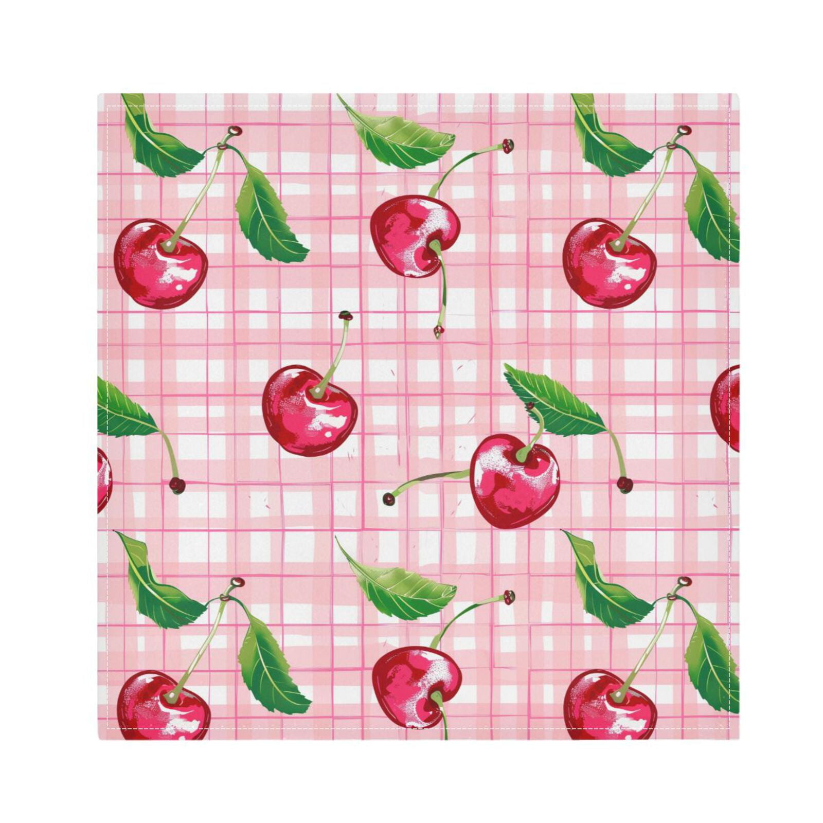 JSTEL Cherry Grid Buffalo Cloth Napkins Set of 6, 20x20 Inch Washable and Reusable Napkin for Decoupage Dinner Party Everyday Use