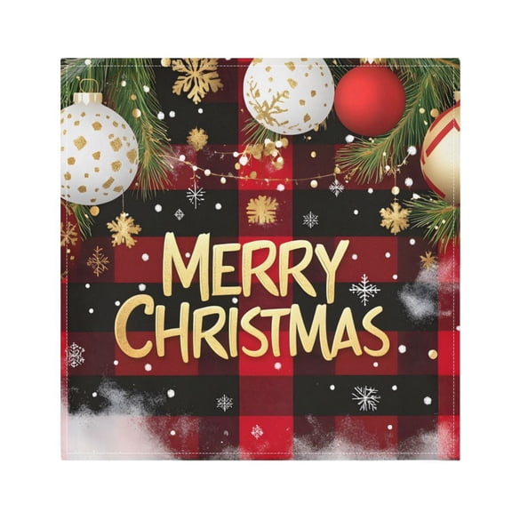 JSTEL Christmas Checked Cloth Napkins Set of 6, 20x20 Inch Washable and Reusable Napkin for Decoupage Dinner Party Everyday Use